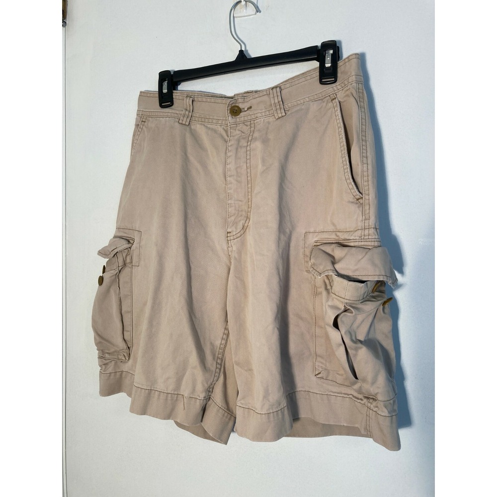 Polo Ralph Lauren Men's Shorts 32 Beige Cargo 90s Distressed Chino Med Heav 2108